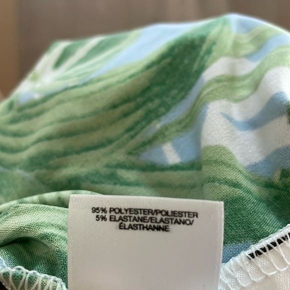 Pappagallo Womens Tropical Floral Shift Dress S Green Pink Ruffle Sleeve Vacay - Picture 12 of 12